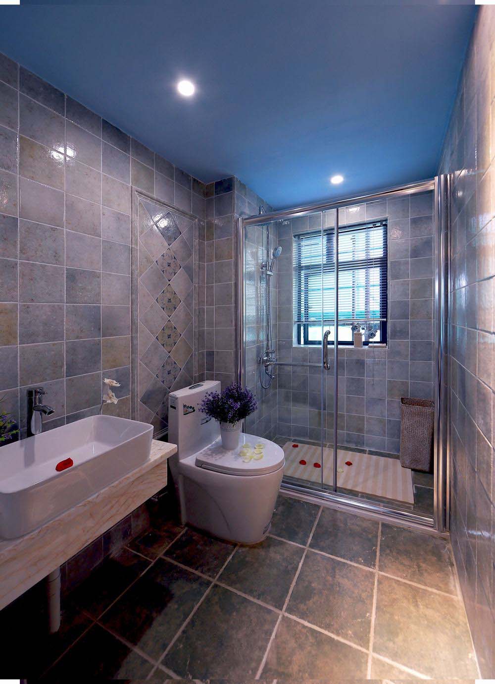 蓝色清新地中海整体卫生间装修效果图