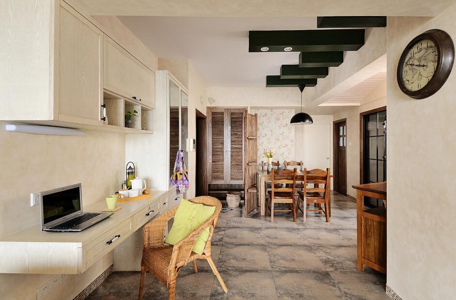 简朴田园风格开放式书房设计 - 效果图