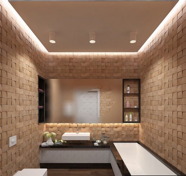 现代卫生间魔幻背景墙设计 - 效果图