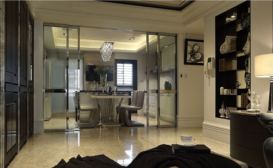 现代欧式风餐厅客厅隔断效果图