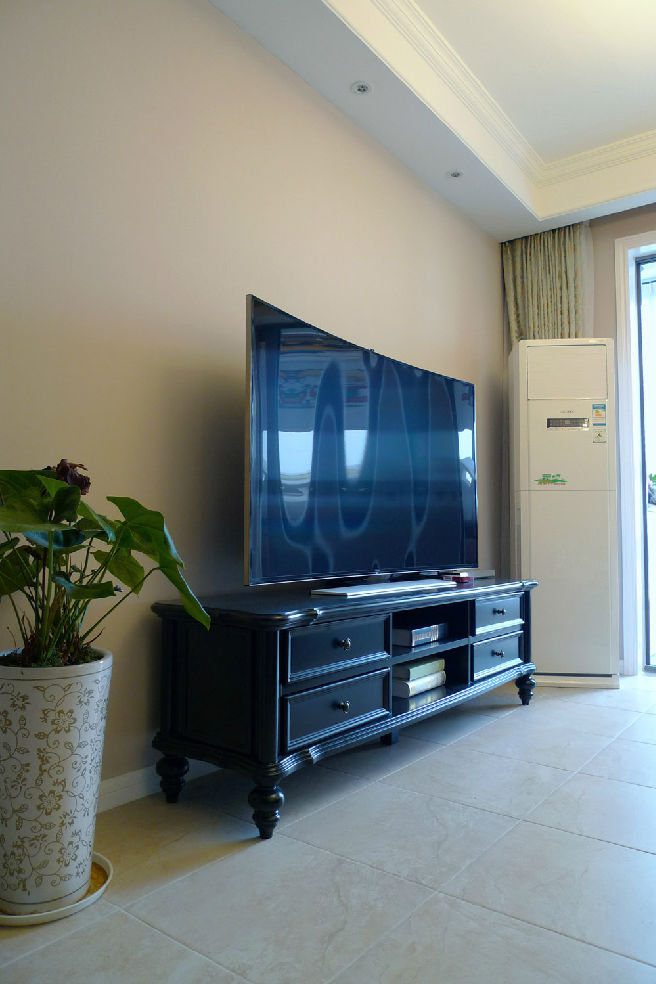 美式古典风格家居电视硅藻泥背景墙装饰图 - 效果图