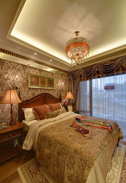 三居室美式风格卧室装修效果图