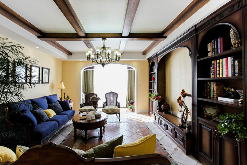 美式风格客厅吊顶设计图 - 效果图