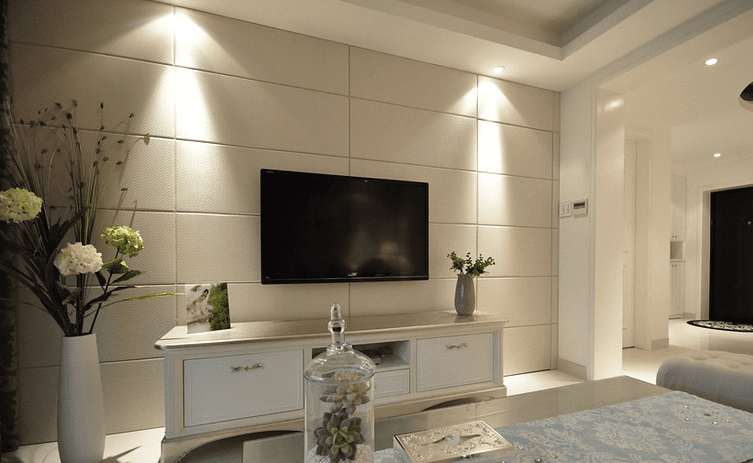 清新北欧风格三居室内瓷砖电视背景装饰图 - 效果图