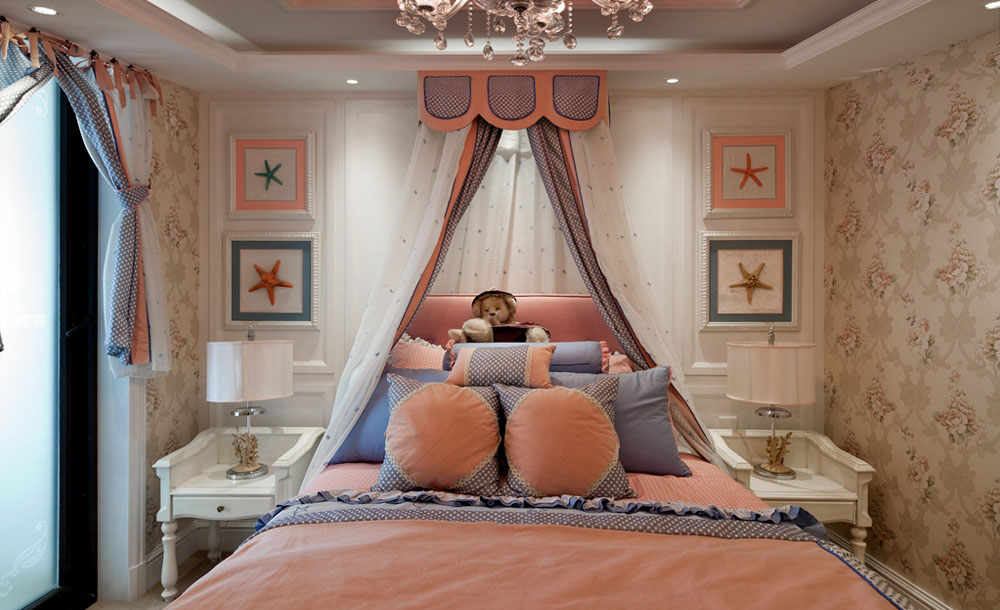 粉色精美田园美式风格儿童房装修 - 效果图