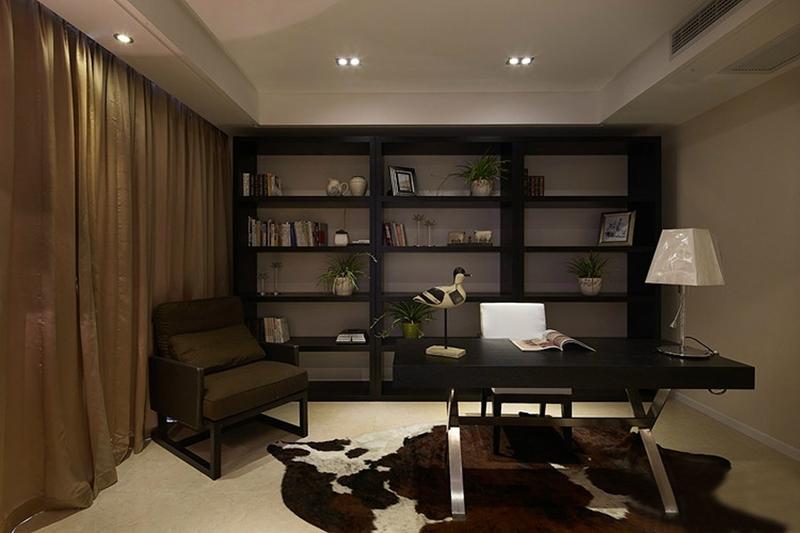 简约现代书房黑色隔断效果图