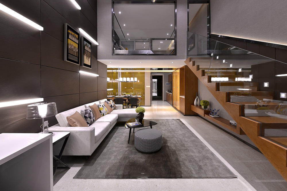 家装复式简约时尚格局设计 - 效果图