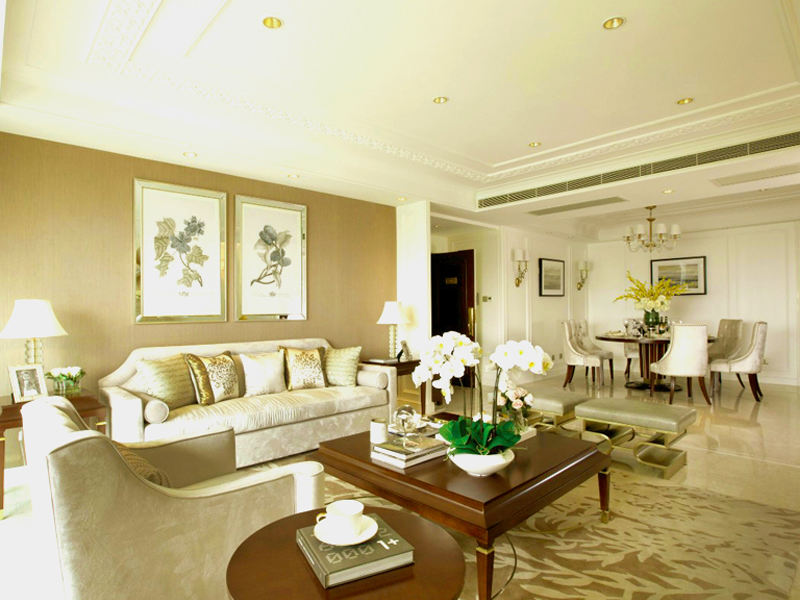 唯美简约风客厅沙发背景墙效果图