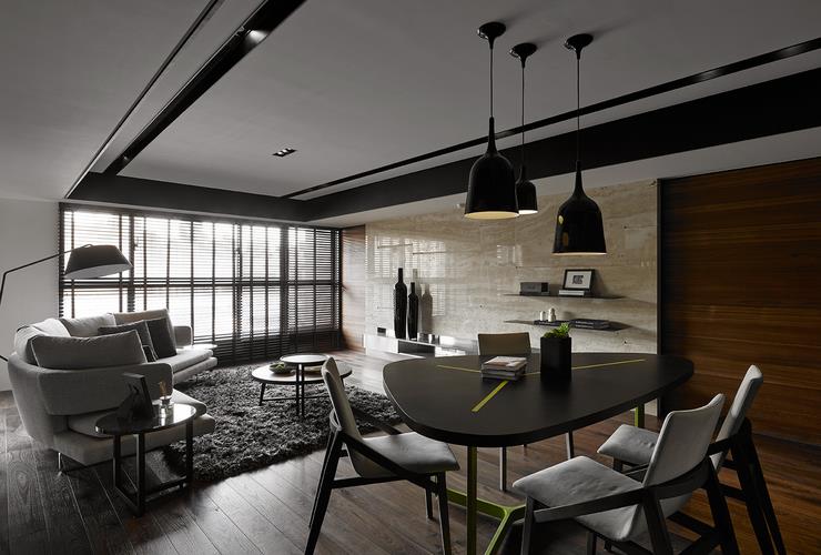 时尚现代餐厅黑色桌椅装饰图 - 效果图