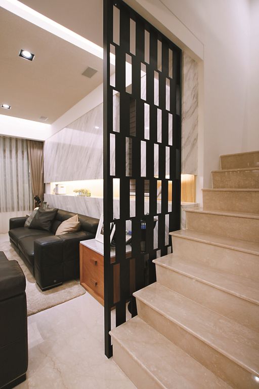 后现代风格家居室内黑色窗棂隔断装饰图 - 效果图