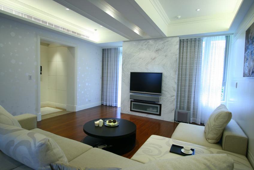 简洁北欧 大理石电视背景墙装修图 - 效果图