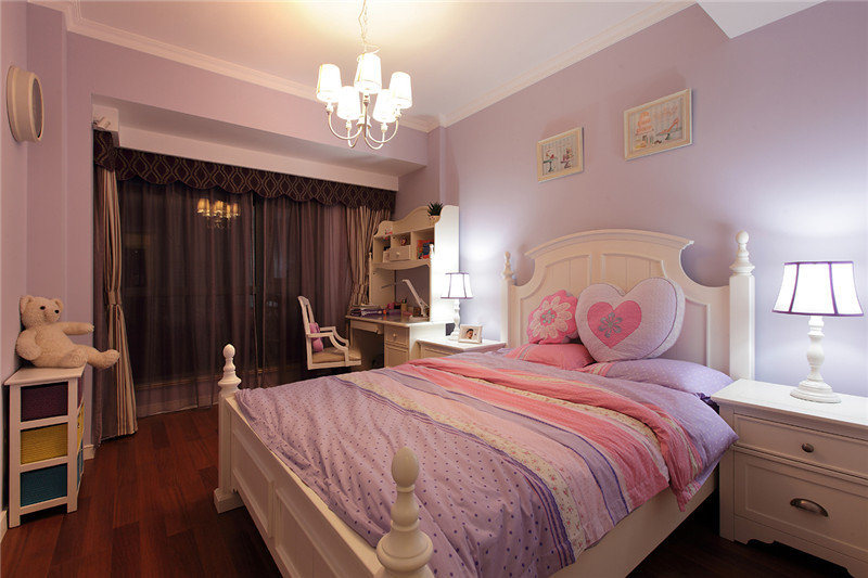 粉紫色甜美田园公主房 - 效果图
