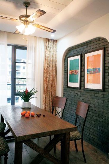 古朴田园风格餐厅背景墙设计欣赏图 - 效果图