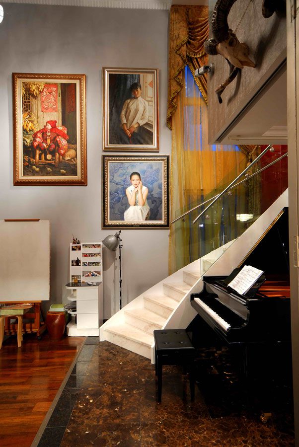 怀旧时尚混搭复式楼梯设计效果图