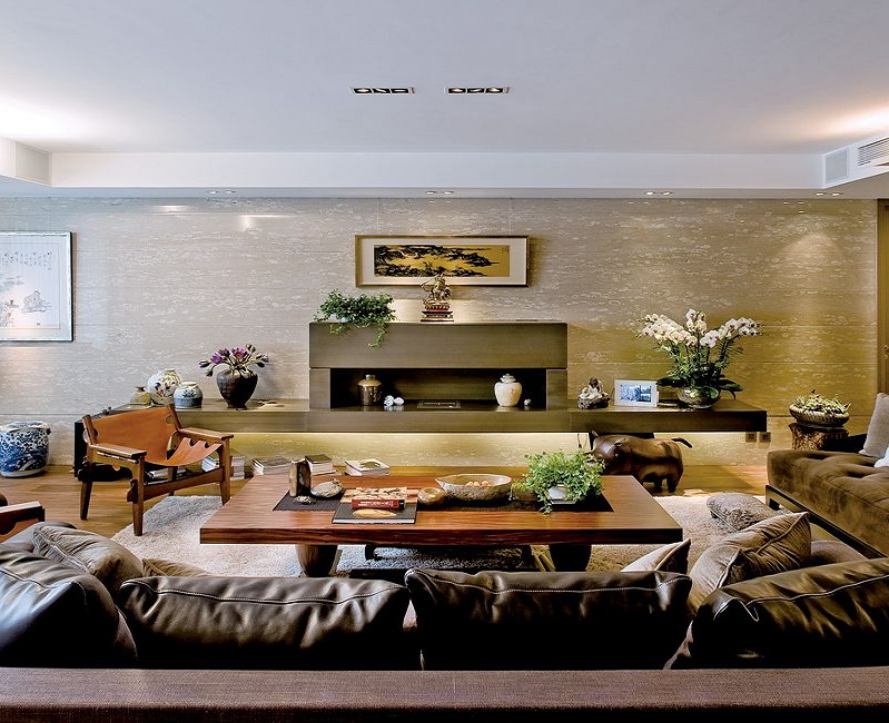 风雅时尚现代设计风格公寓室内背景墙装潢美图 - 效果图