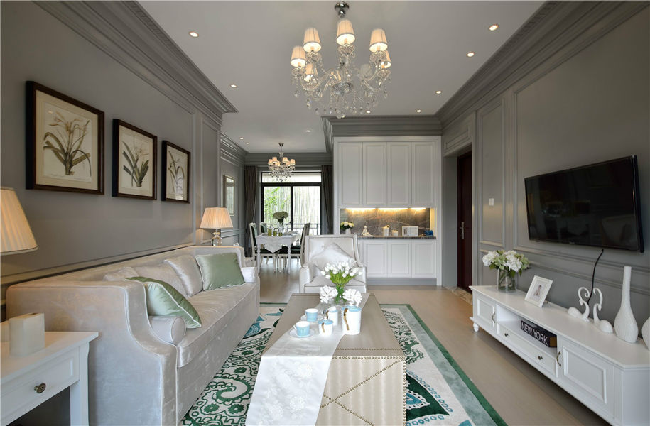 清新欧式田园风客餐厅效果图