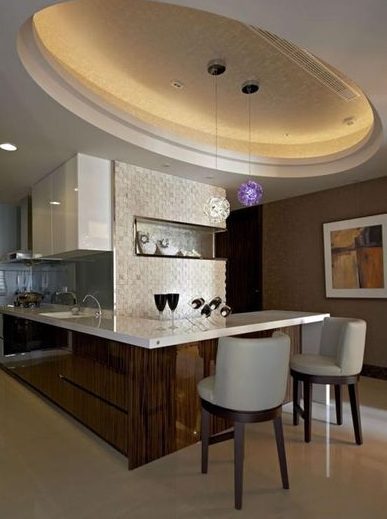 时尚简约现代公寓室内餐厅吊顶装饰图 - 效果图