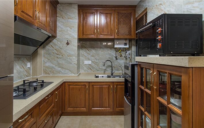 暗淡田园风实木厨房效果欣赏图 - 效果图