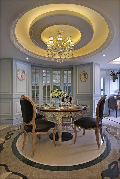 150平梦幻圆形欧式餐厅吊顶装修案例图 - 效果图