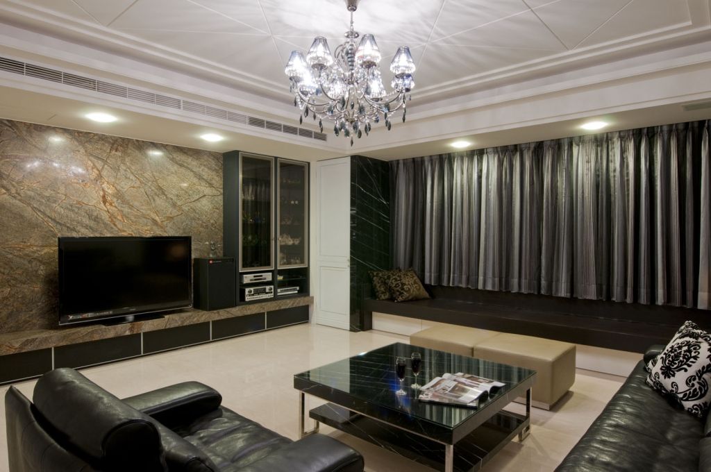 时尚黑色现代客厅家装图 - 效果图