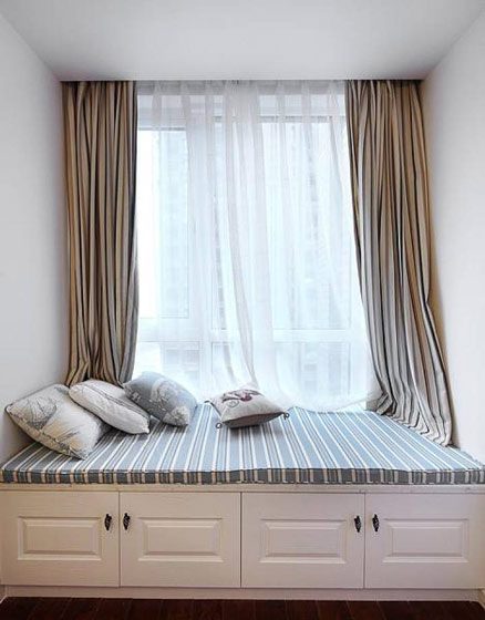 舒适简美式 收纳型飘窗设计图 - 效果图