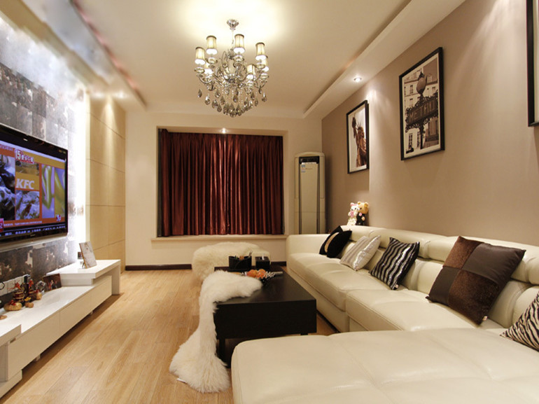 现代简约混搭风客厅整体效果图