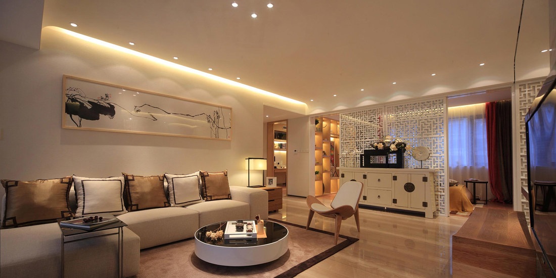 时尚素雅简中式风格客厅匾幅装饰效果图