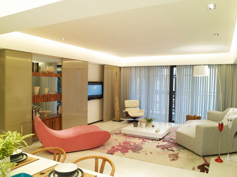 现代简约小清新客厅窗帘效果图