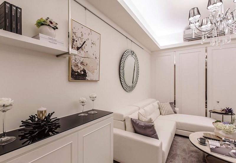 唯美简约低奢简欧客厅沙发背景墙 - 效果图