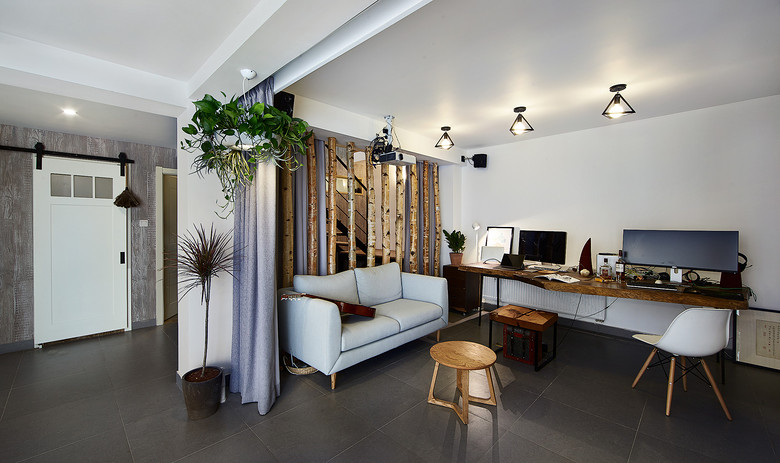 原木韵味实用北欧别墅书房窗户设计效果图