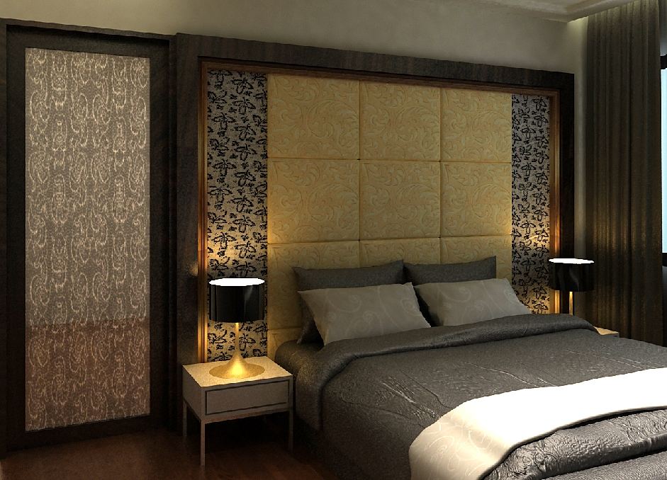 轻奢简欧主卧软包背景墙效果图