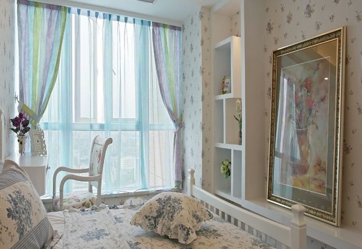 清爽简约碎花田园风公寓卧室装饰效果图