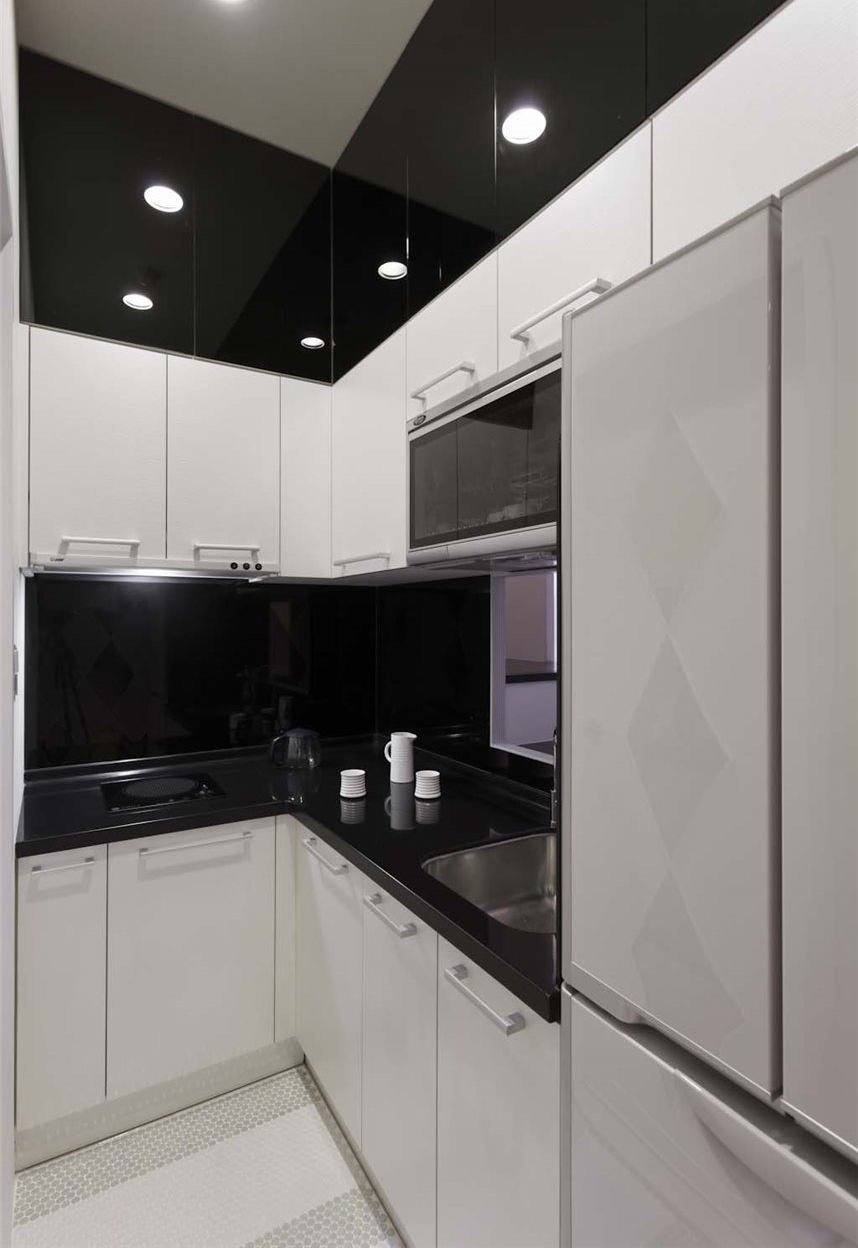 黑白简约现代厨房案例图 - 效果图