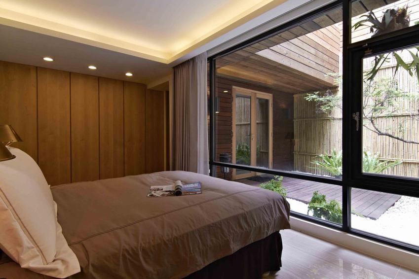 现代朴实风情 别墅卧室落地窗设计 - 效果图