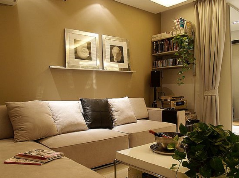 现代简约小客厅沙发背景墙效果图