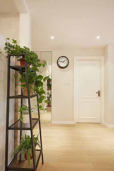 米黄色简约美式家居过道花架设计图 - 效果图