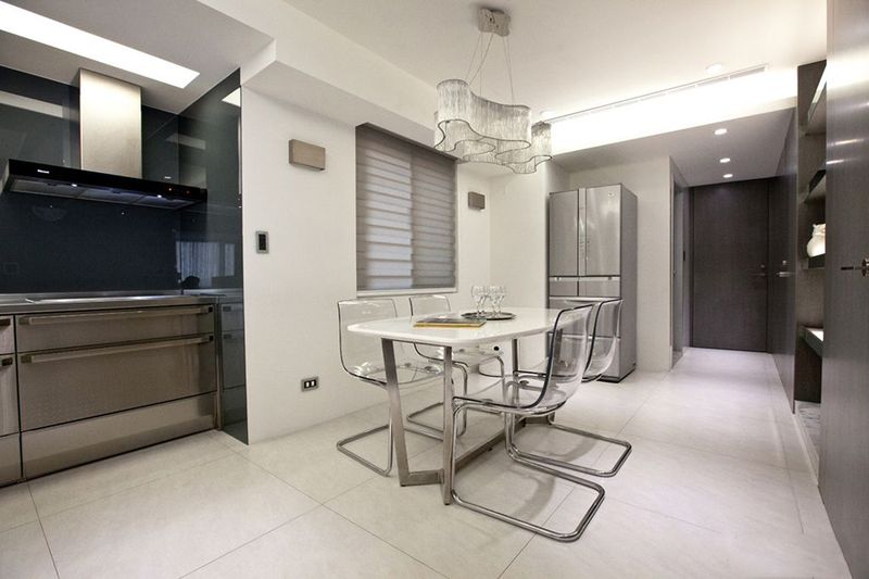 现代简约设计家居厨房餐厅一体化装修效果图