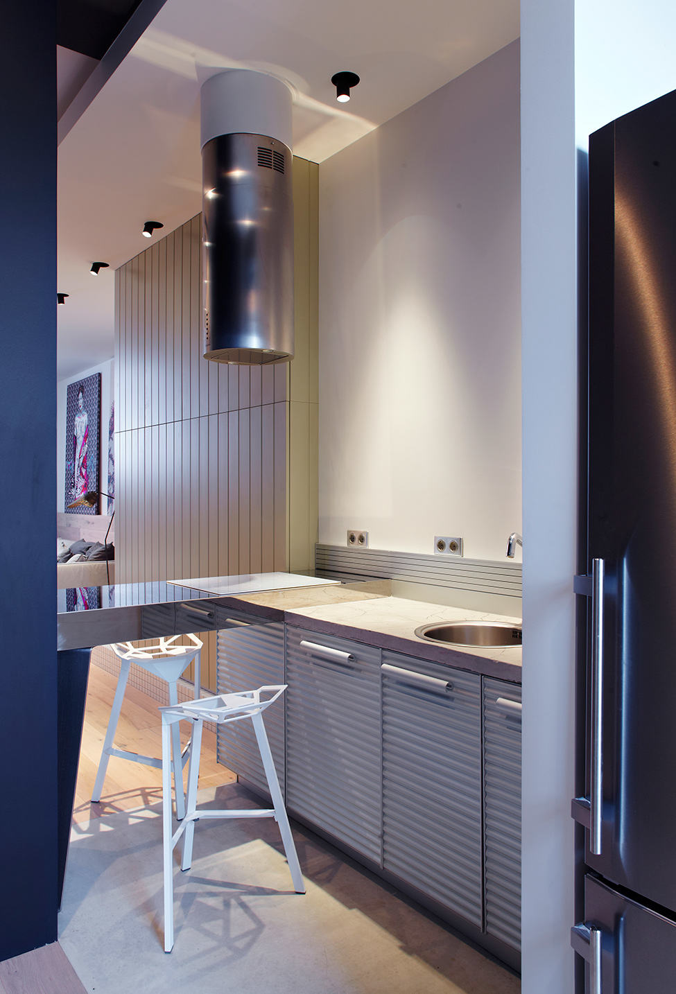 时尚设计简约厨房不锈钢吧台装饰欣赏图 - 效果图