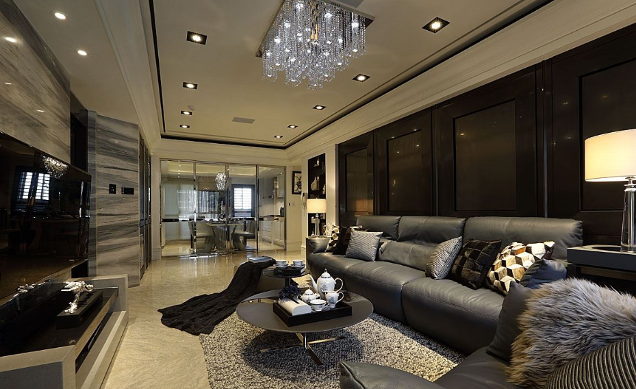 欧式客厅水晶灯吊顶家装效果图