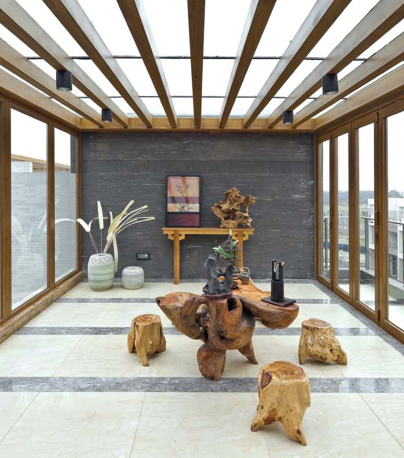 开放式新中式风格别墅休闲区设计装饰效果图