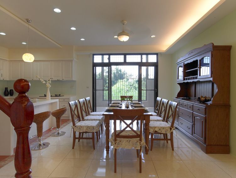 美式乡村风格复式餐厅设计 - 效果图