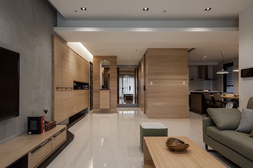 原木现代简约 二居室内隔断设计 - 效果图