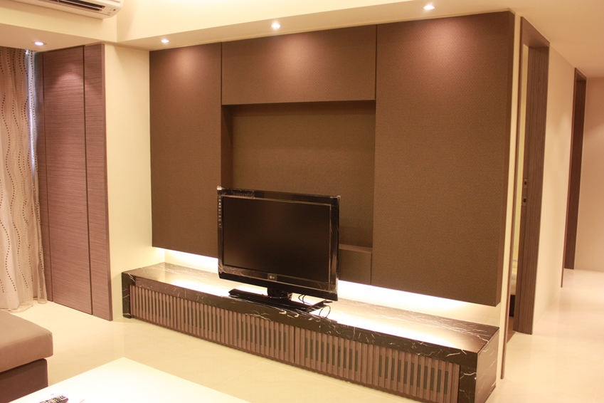 现代家装电视背景墙装潢图 - 效果图