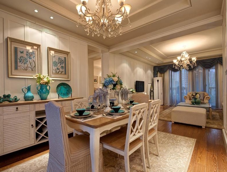 唯美精致欧式餐厅背景墙图片 - 效果图