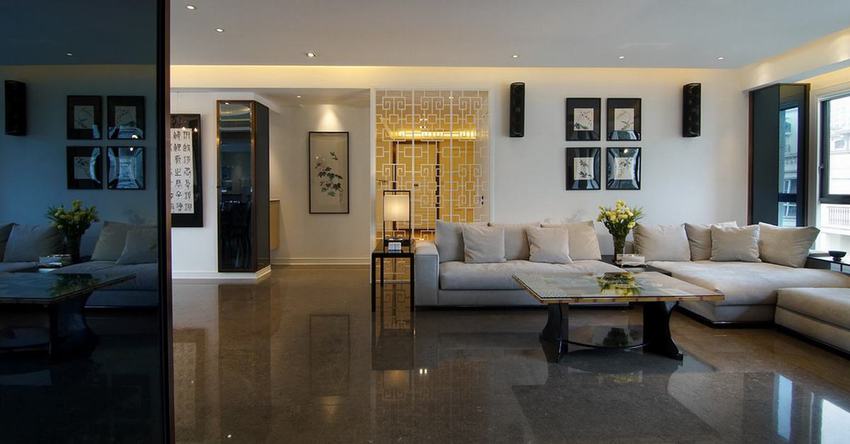 简洁中式现代家装客厅茶几装饰效果图