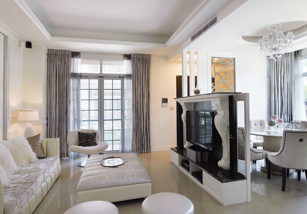 简约时尚设计 客厅电视墙隔断图 - 效果图