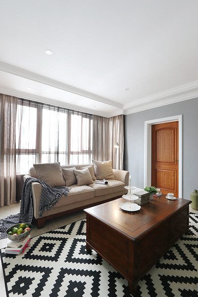 复古现代风混搭客厅效果图