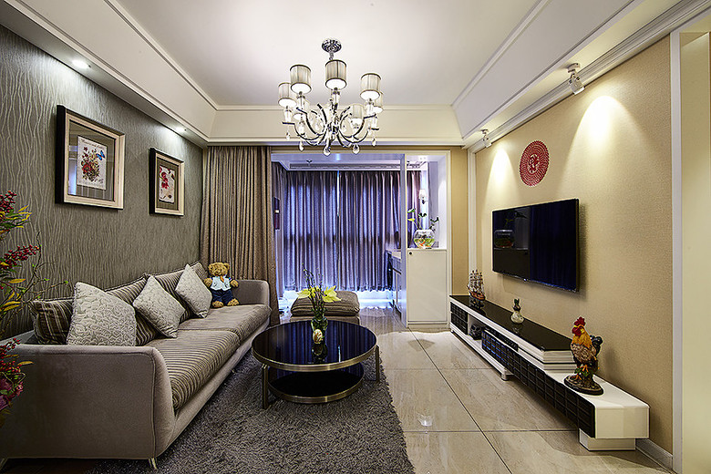 简欧时尚混搭客厅效果图