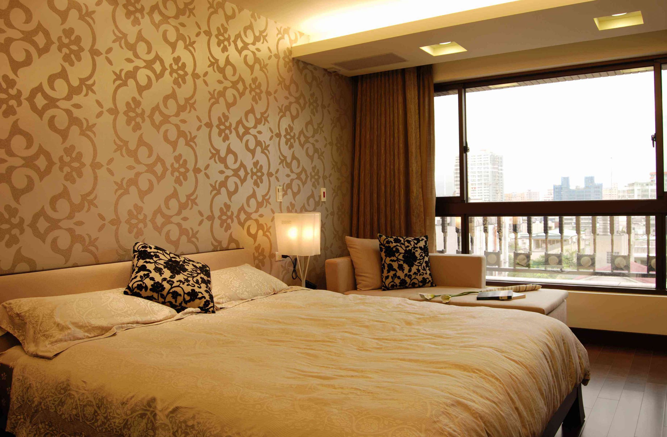 咖啡色中式现代装修风格卧室装饰效果图