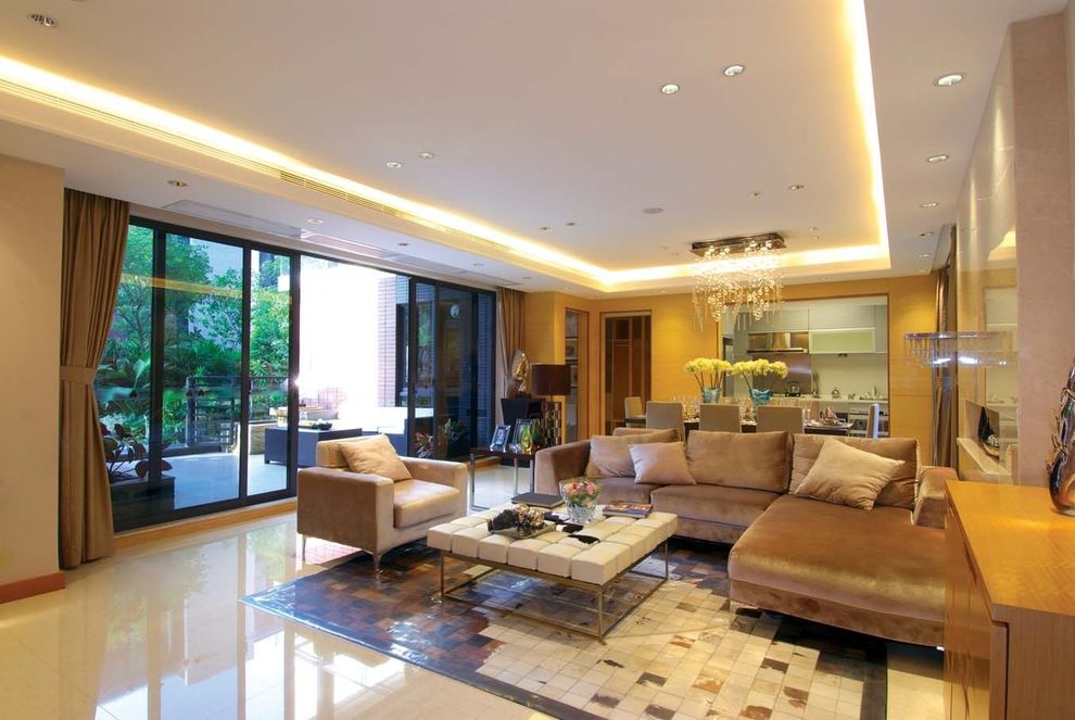 大气豪华现代别墅室内玻璃推拉门设计 - 效果图